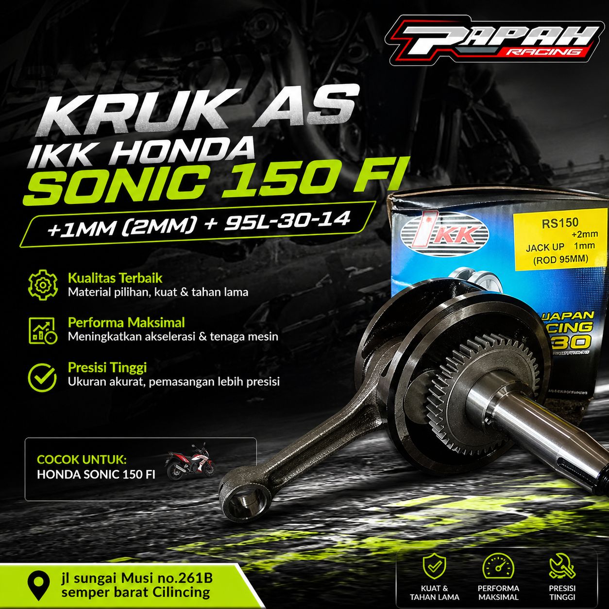 KRUK AS IKK HONDA SONIC 150 FI +1MM(2MM) + 95L-30-14