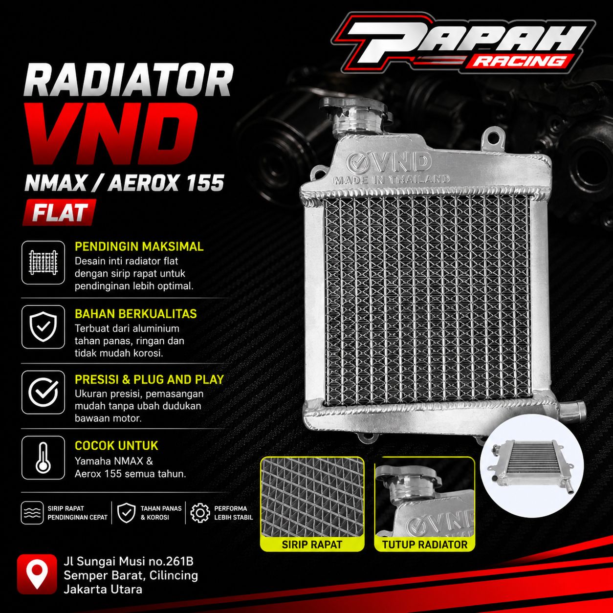 RADIATOR VND NEW NMAX AEROX FLAT