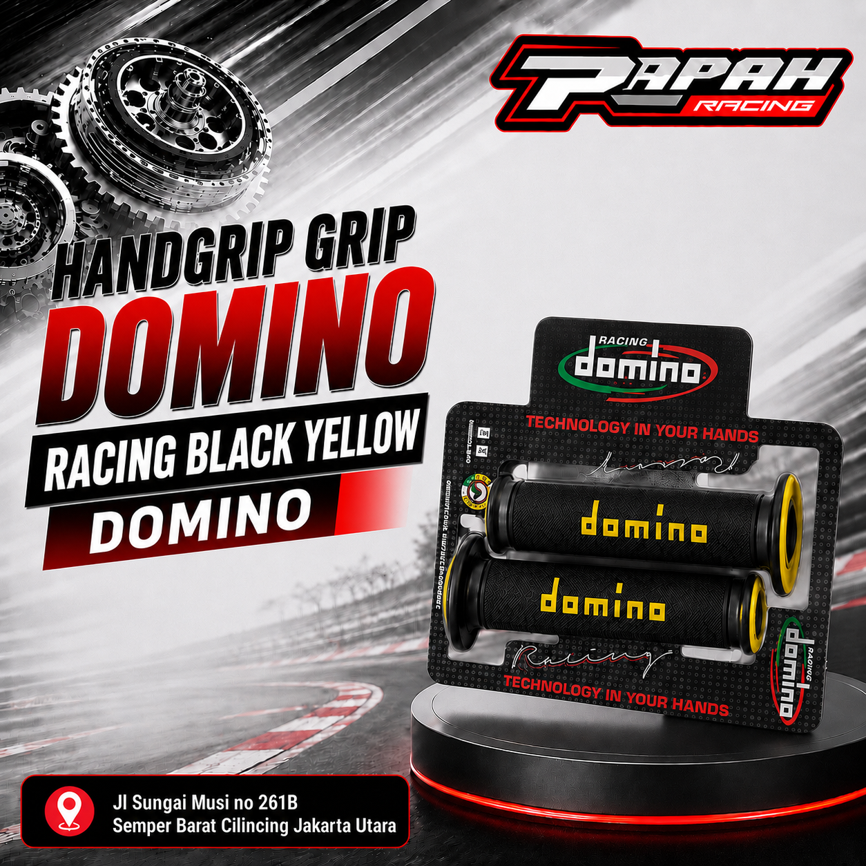 HANDGRIP GRIP DOMINO RACING BLACK YELLOW
