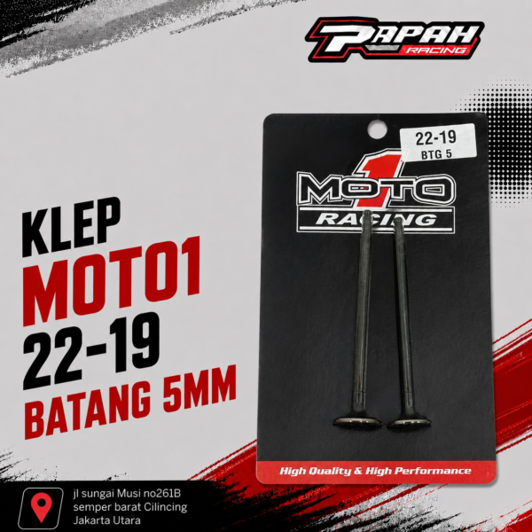 KLEP MOTO1 22-19 BATANG 5MM