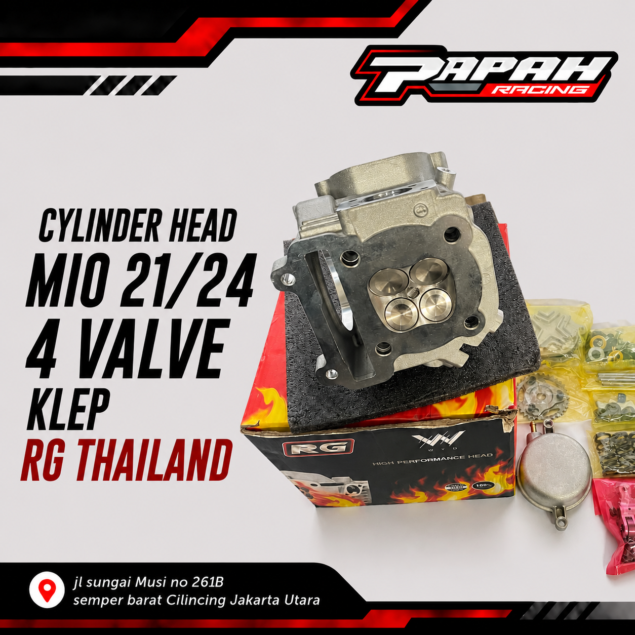 CYLINDER HEAD MIO 21/24 4 VALVE KLEP RG THAILAND