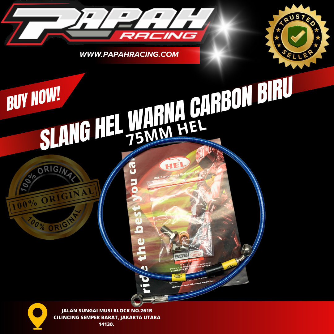 SELANG SLANG HEL WARNA CARBON BIRU 75MM HEL