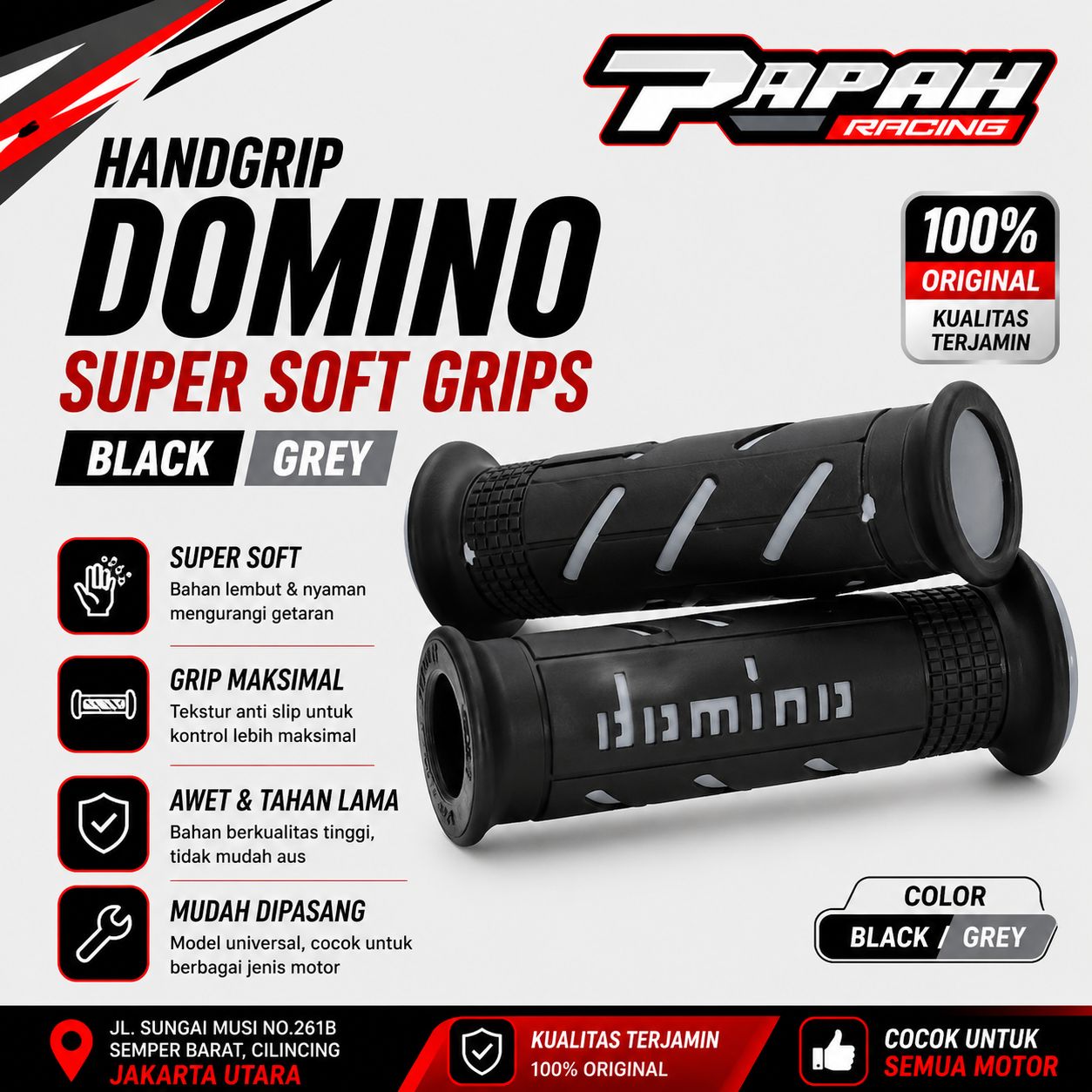 HANDGRIP GRIP DOMINO SUPER SOFT GRIPS BLACK GREY