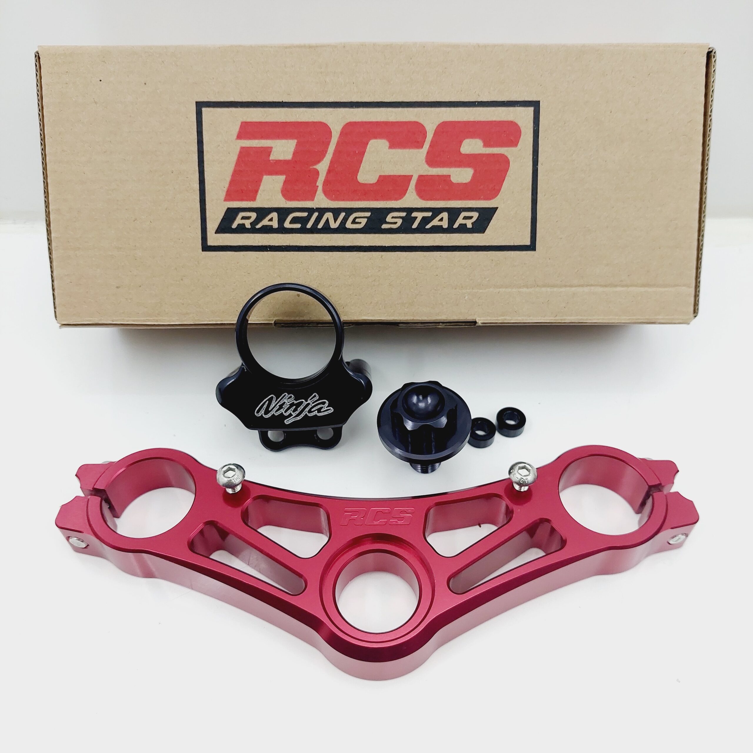 TRIPLE CLAMP SEGITIGA ATAS NINJA RR/ZX RCS RED MERAH - Gambar 2