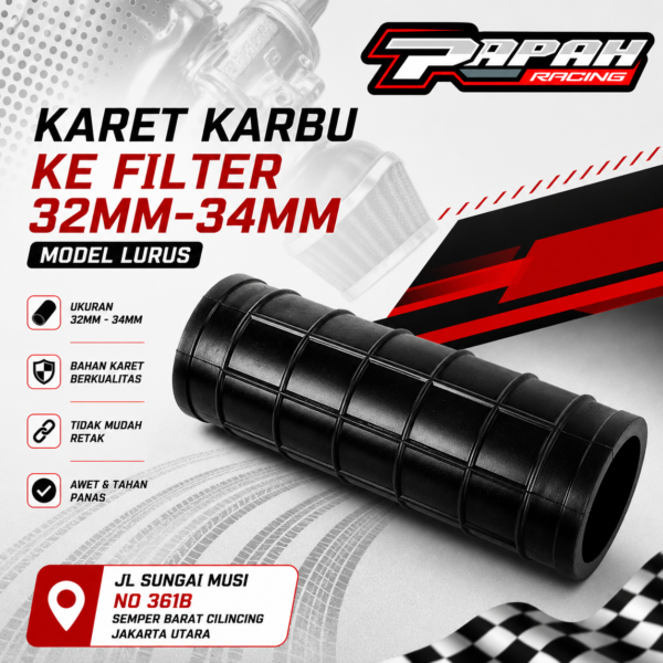KARET KARBU KE FILTER 32MM-34MM MODEL LURUS SPR