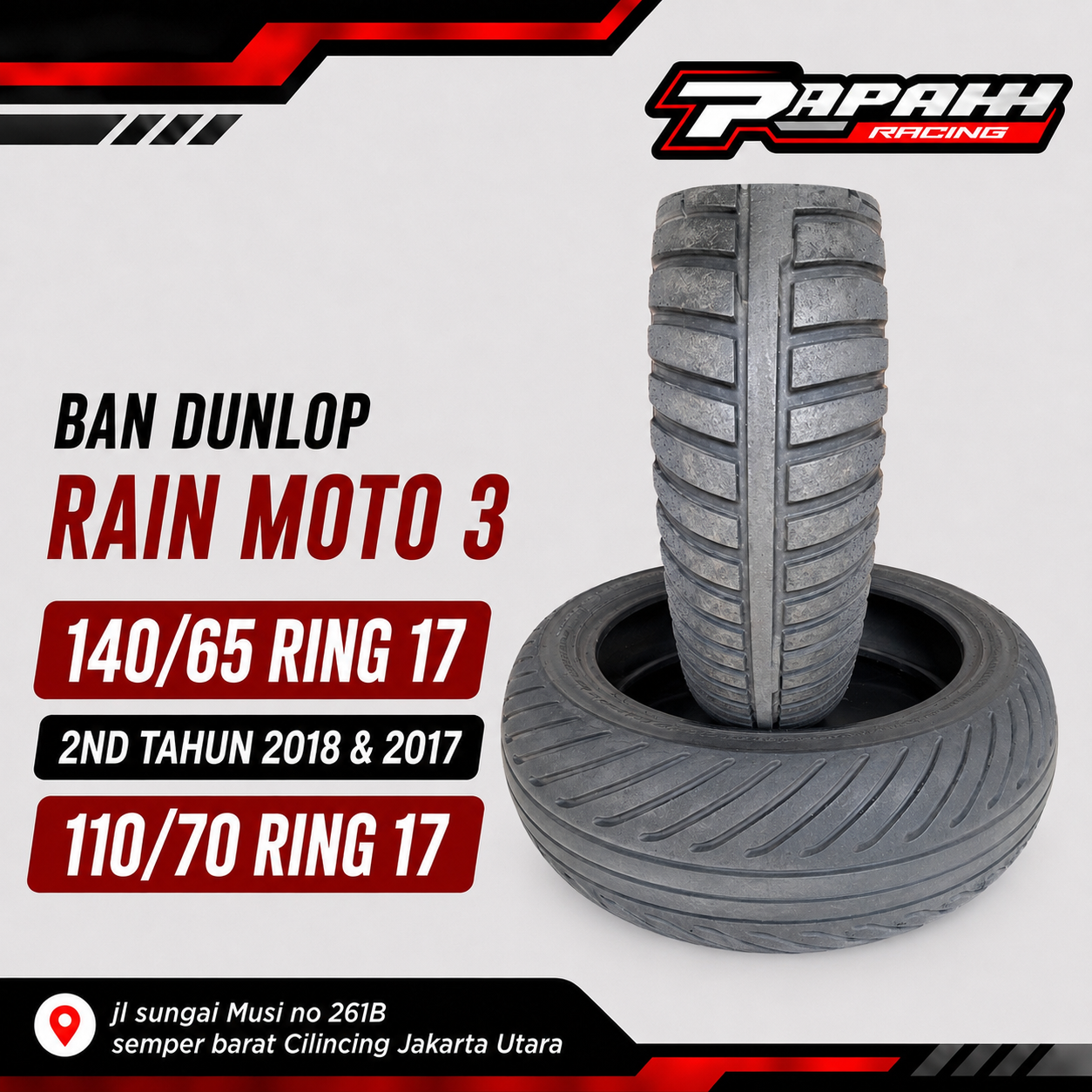BAN DUNLOP RAIN MOTO 3 140/65 ring 17 2ND TAHUN 2018 DAN 2017DAN 110/70 DAN
