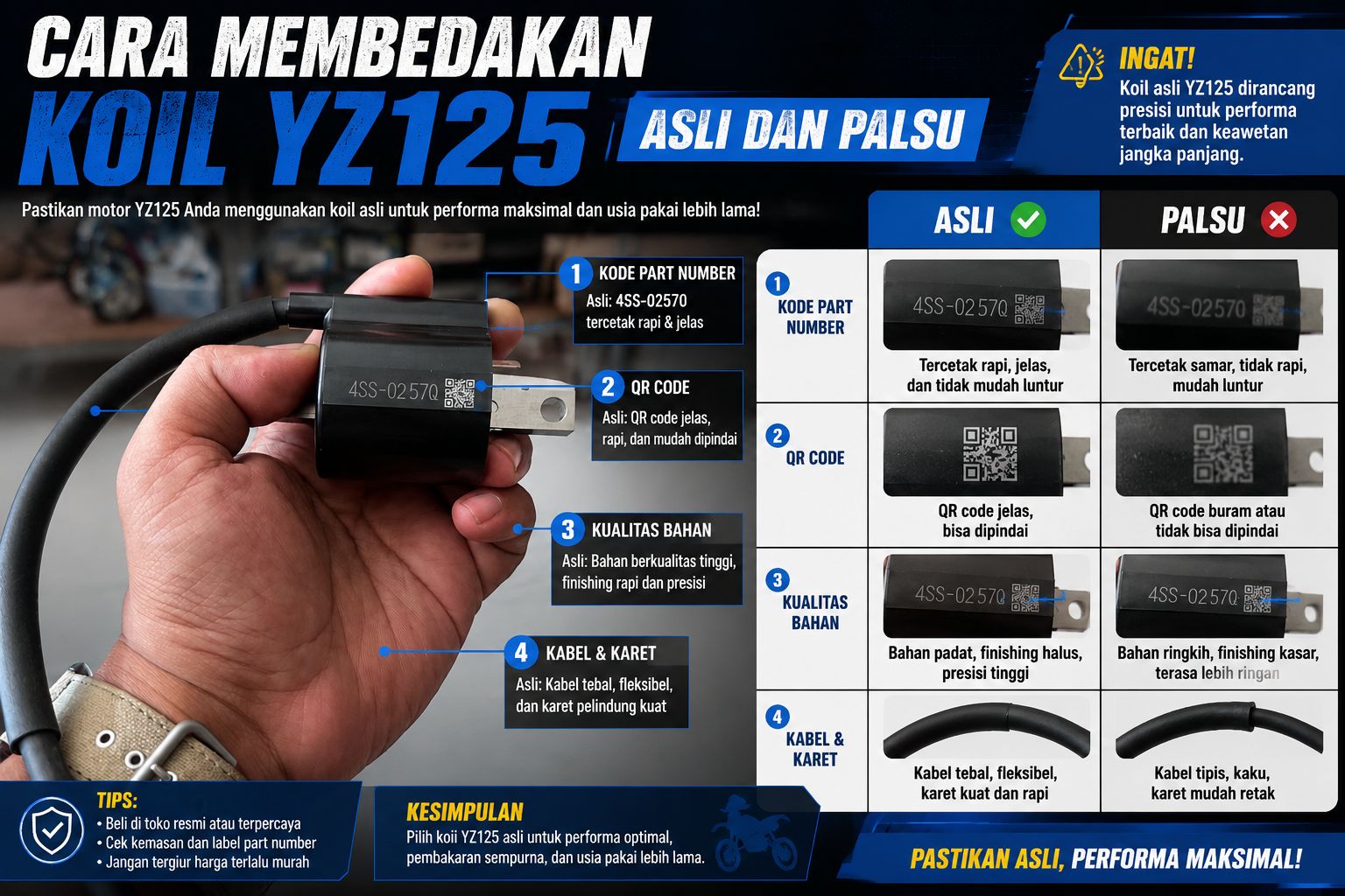 cara membedakan koil yamaha yz125 asli dan palsu secara lengkap