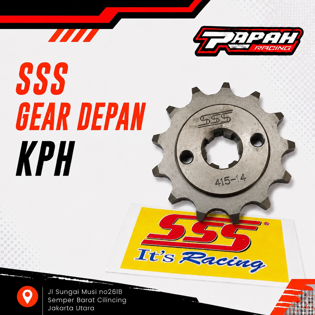GEAR DEPAN SSS HONDA KPH 415 11T 12T 13T 14T 15T 16T 17T