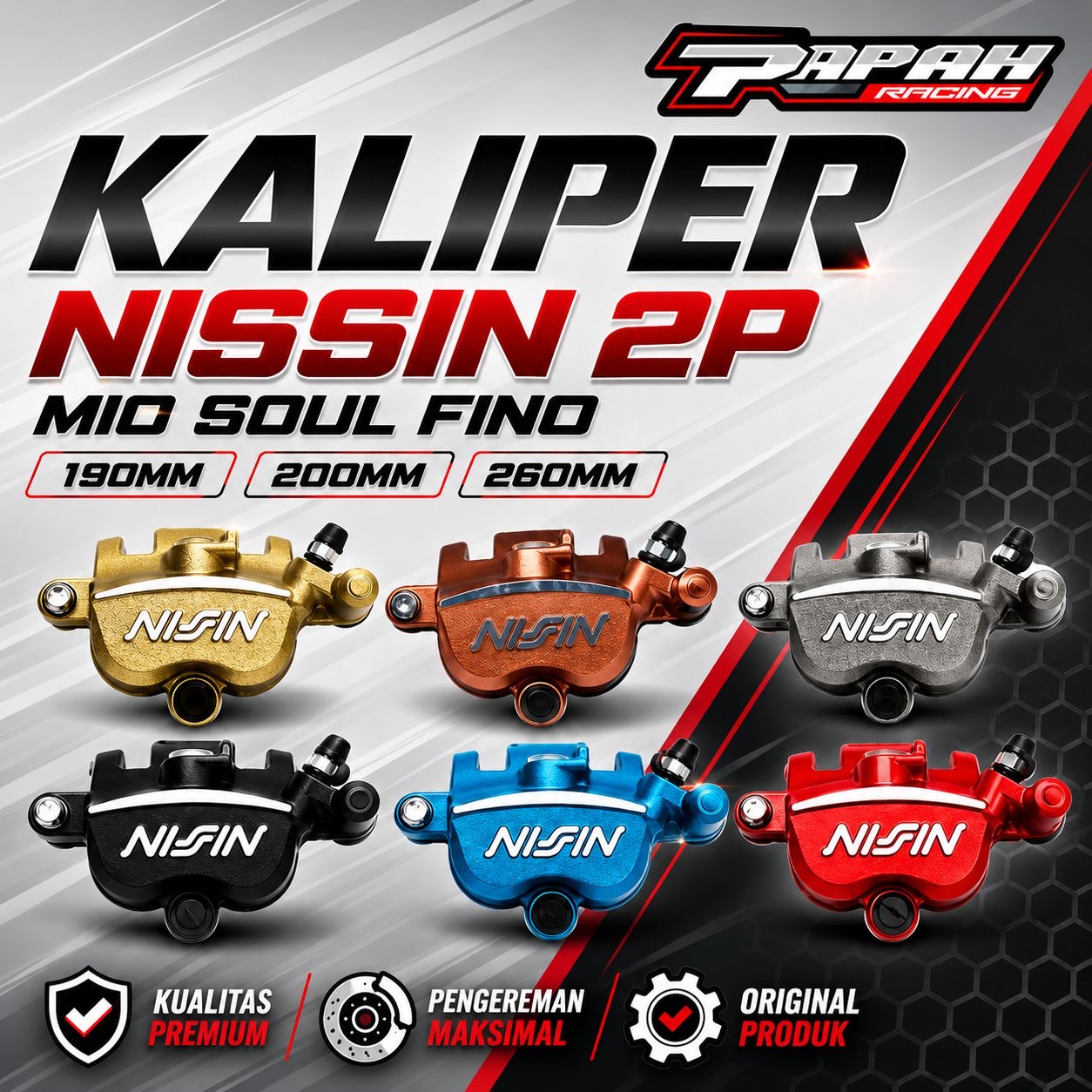 KALIPER NISSIN 2P MIO SOUL FINO 190MM 200MM 260MM