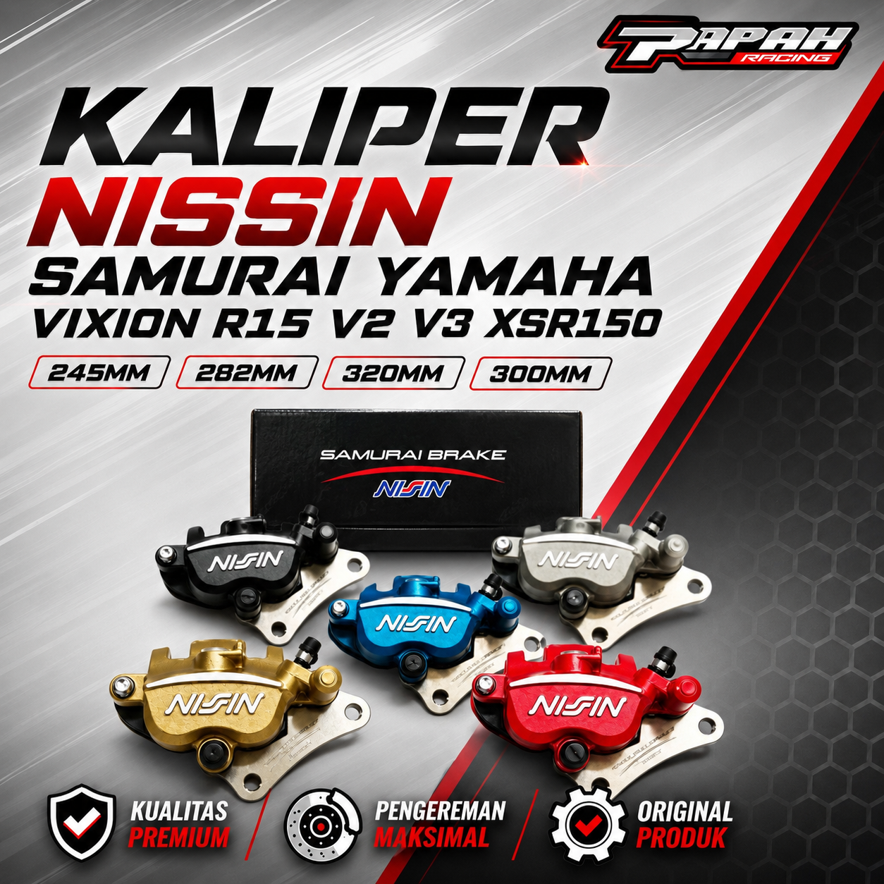 KALIPER NISSIN SAMURAI YAMAHA VIXION R15 V2 V3 XSR150 245MM 282MM 320MM 300MM