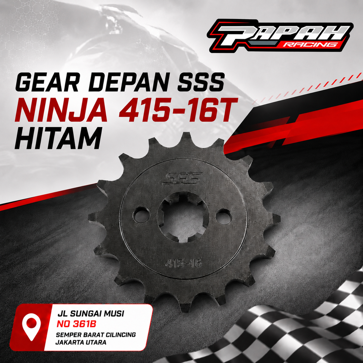 GEAR DEPAN SSS NINJA 415-16T HITAM