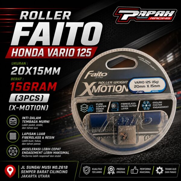 ROLLER FAITO HONDA VARIO 125 20X15MM 15GRAM (3PCS) (X-MOTION)