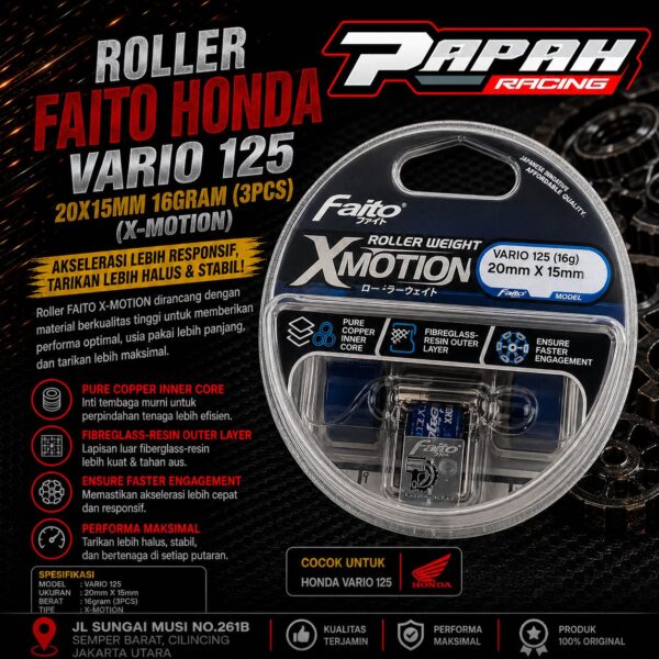 ROLLER FAITO HONDA VARIO 125 20X15MM 16GRAM (3PCS) (X-MOTION)