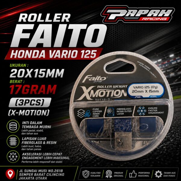 ROLLER FAITO HONDA VARIO 125 20X15MM 17GRAM (3PCS) (X-MOTION)